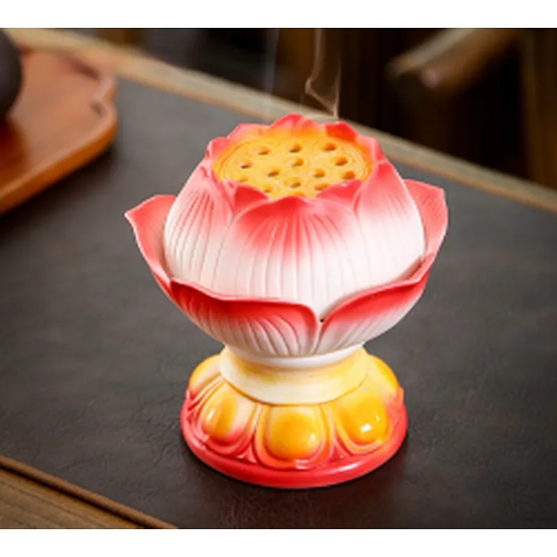Wollet Home Interior Zen Decoration Ceramic Color Lotus Incense Burner Aromatherapy Burner Crafts