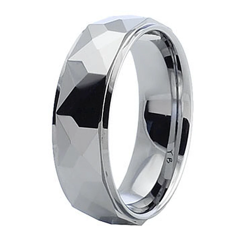 Bold Ion Plated Faceted Black Tungsten Ring