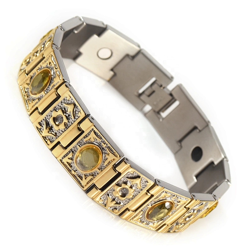 Wollet Fashion Crystal Health Energy Healing Bio Magnetic Titanium Bracelet