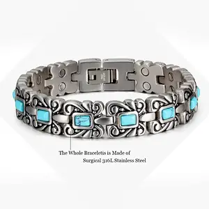 Wollet China Womens New Therapeutic Stainless Steel Health Blood Pressure Control Bio Magnetic Therapy Bracelet