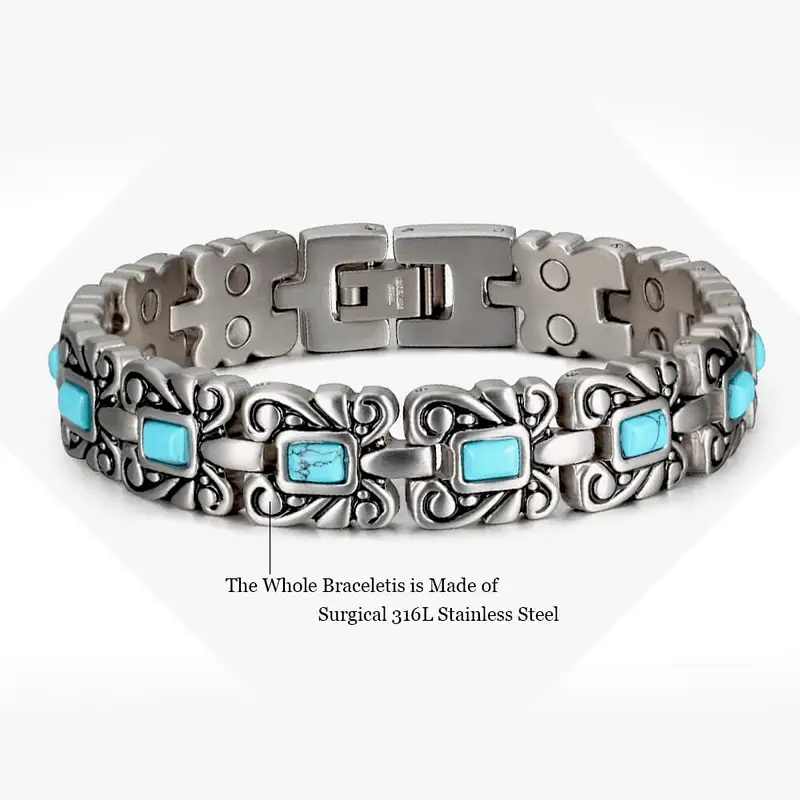 Wollet China Womens New Therapeutic Stainless Steel Health Blood Pressure Control Bio Magnetic Therapy Bracelet