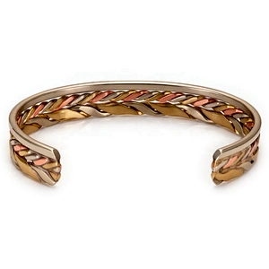 Wollet Wholesale Mens Jewelry Magnetic Arthritis Pain Relief Therapy Healthy Cuff Vintage Engraved Copper Bracelet