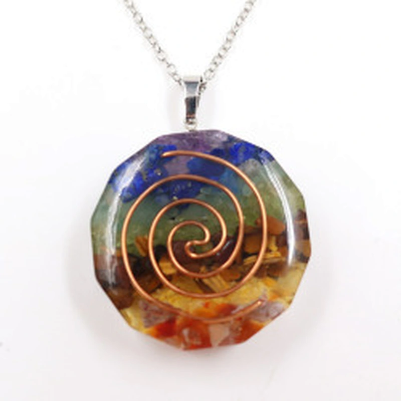 Wollet Natural Crystal Organ Double Spiral Chakra Power Stone Pendant