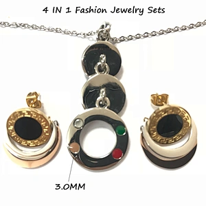 Wollet Fashion Magnetic Energy Pendant Earring Stainless Steel Jewelry Set