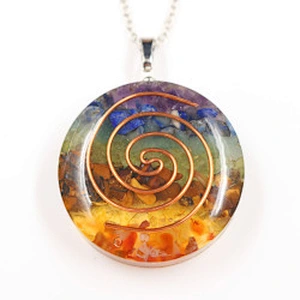 Wollet Natural Crystal Organ Double Spiral Chakra Power Stone Pendant