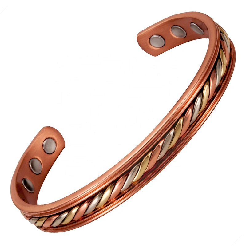Wollet Mens Pure Copper Bangle  Arthritis Pain Relief Therapy Healthy Copper Magnetic Bracelet