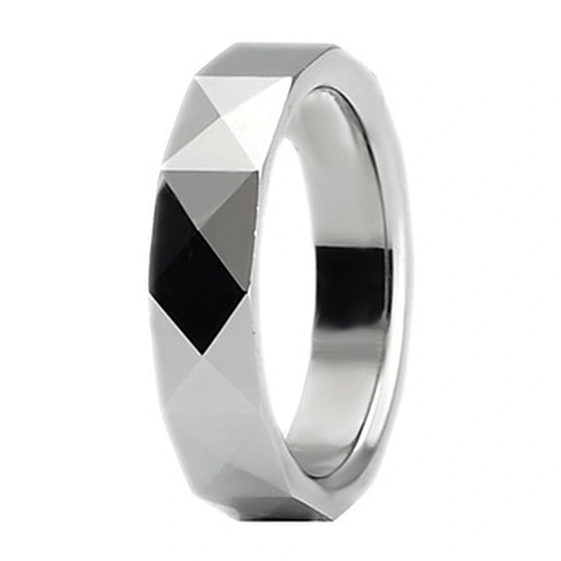 Bold Ion Plated Faceted Black Tungsten Ring