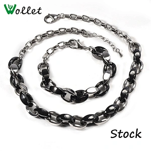 Wollet new Design Good Quality Stainless Steel Ceramic Negative Ion Energy Jewelry Set