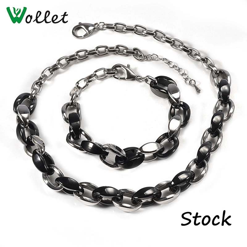 Wollet new Design Good Quality Stainless Steel Ceramic Negative Ion Energy Jewelry Set