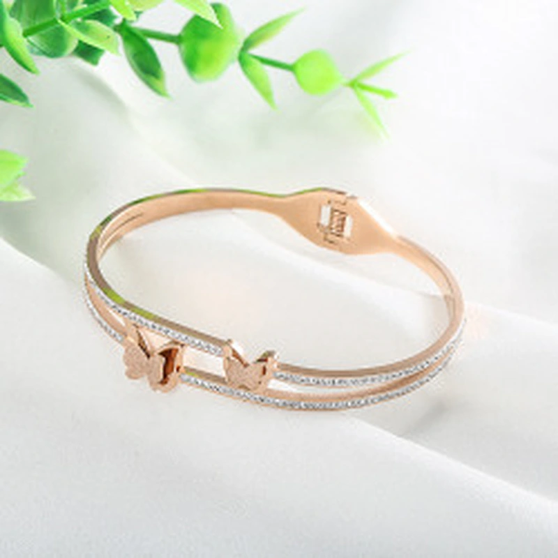 Wollet New Design Fashion Adjustable Love Bracelet Rose Gold Stainless Steel Bracelet