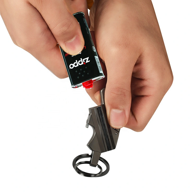 Wollet New Design Flint Lighter Keyring Ring Gas Silver Keychain Lighter