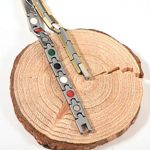 Wollet Fashion Jewelry Wholesale Gold Plated Tungsten Magnetic Health Bracelet With CZ Stone
