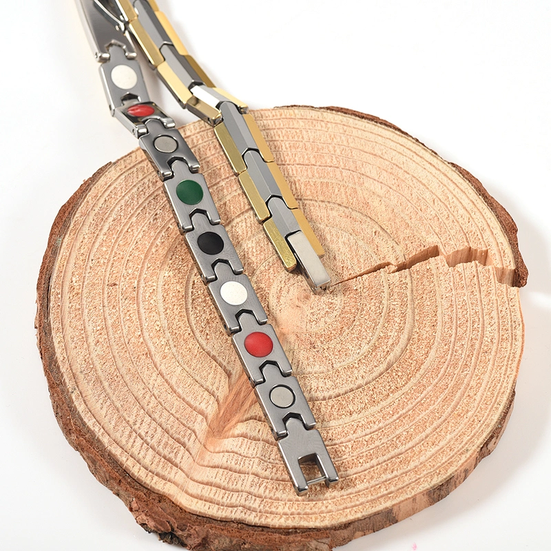 Wollet Fashion Jewelry Wholesale Gold Plated Tungsten Magnetic Health Bracelet With CZ Stone