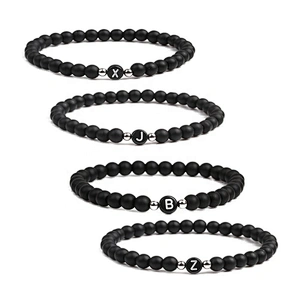 Wollet fashion black small natural lava rock stone bead bracelet