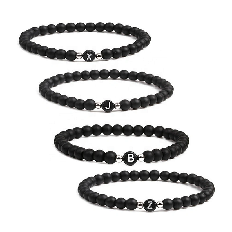 Wollet fashion black small natural lava rock stone bead bracelet