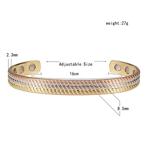 Wollet Mens Pure Copper Bangle  Arthritis Pain Relief Therapy Healthy Copper Magnetic Bracelet