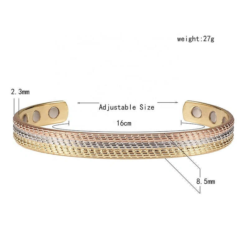 Wollet Mens Pure Copper Bangle  Arthritis Pain Relief Therapy Healthy Copper Magnetic Bracelet
