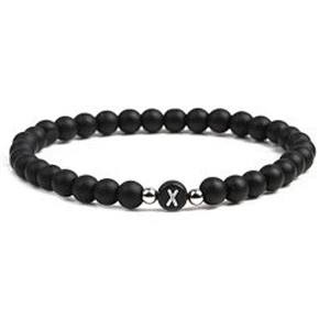 Wollet fashion black small natural lava rock stone bead bracelet