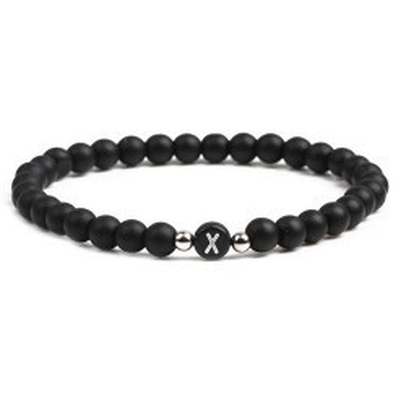 Wollet fashion black small natural lava rock stone bead bracelet