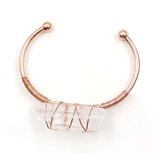 Wollet Natural White Crystal Hexagonal Column DIY Winding Opening Adjustable Bracelet