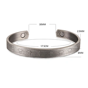 Wollet Mens Silver Bangle  Arthritis Pain Relief Therapy Healthy Copper Magnetic Bracelet