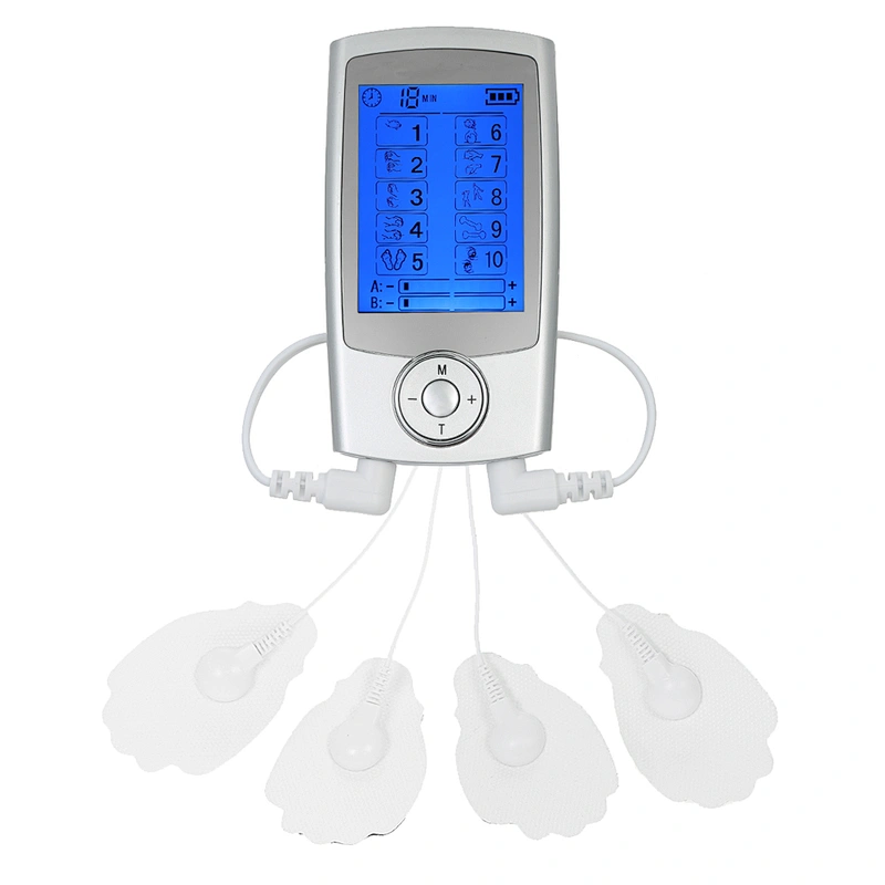 Wollet Tens Unit Machine Pulse Massage 10 Massage Modes Rechargeable Pain Relief Muscle Stimulator Massager with 4 Pads