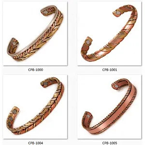 Wollet Antique Inia Twisted Wide Cuff Magnetic Therapy Pure Copper Bangle Bracelets  For Men
