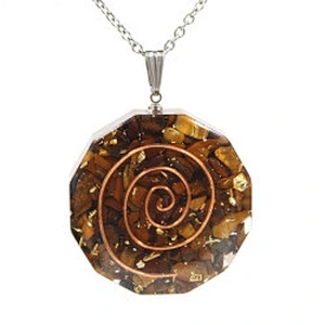 Wollet Natural Crystal Organ Double Spiral Chakra Power Stone Pendant