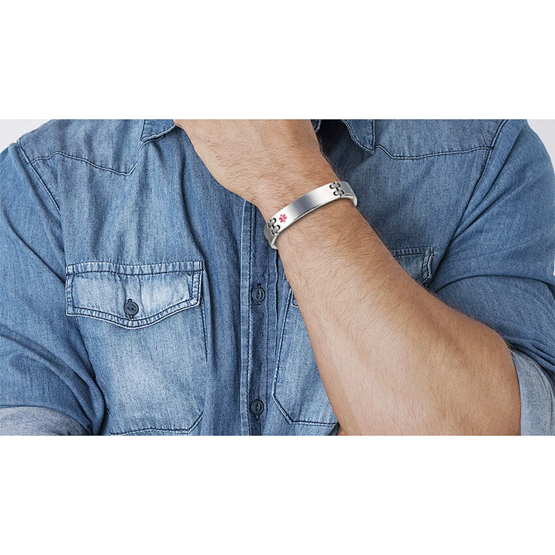 Wollet Wholesale Stainless Steel Emergency Diabetic Magnetic Medical Identification Id Alert Bracelet