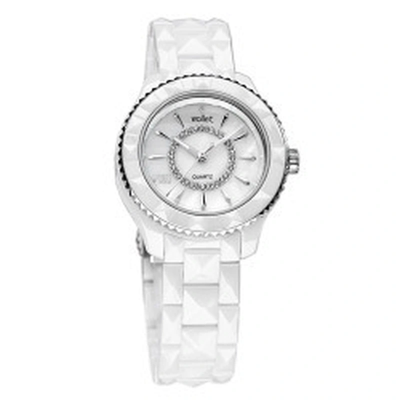Wollet Luxury Sapphire Crystal White Ceramic Watch Band Ceramic Wrist Watch For Women