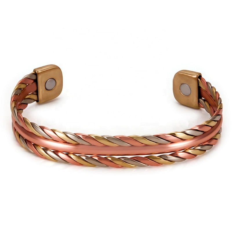 Wollet Mens Magnetic Arthritis Pain Relief Therapy Healthy Cuff Vintage Engraved Wholesale Energy Copper Bracelet