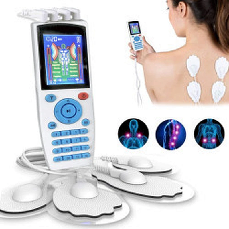 Wollet Tens Unit Machine Pulse Massage 24 Massage Modes Rechargeable Pain Relief Muscle Stimulator Massager with 8 Pads