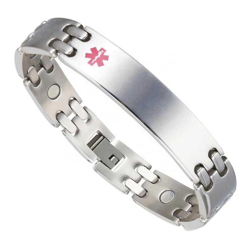Wollet Wholesale Stainless Steel Emergency Diabetic Magnetic Medical Identification Id Alert Bracelet