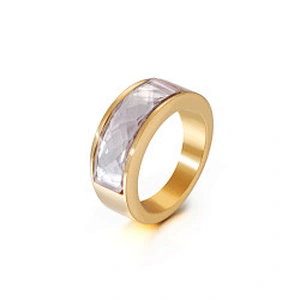 Wollet Classic Retro Multicolor Wedding Ring Crystal Glass Stainless Steel Ring