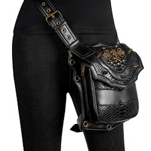Wollet Ladies One Shoulder Crossbody Waist Bag Steampunk Retro Motorcycle Bag