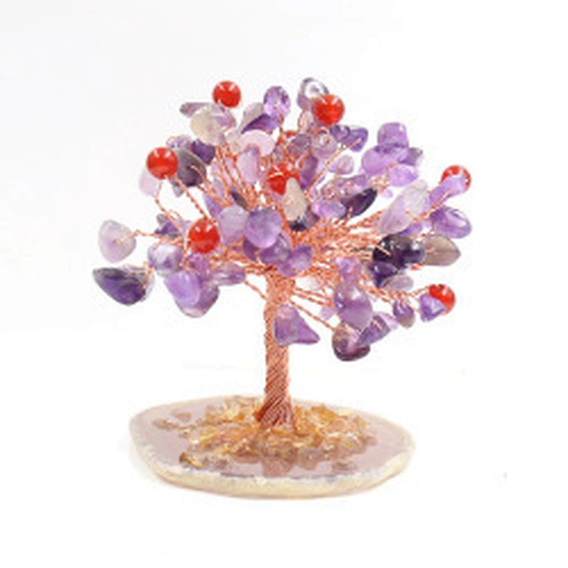 Wollet Natural Crystal Crushed Stone Fortune Tree Home Decoration
