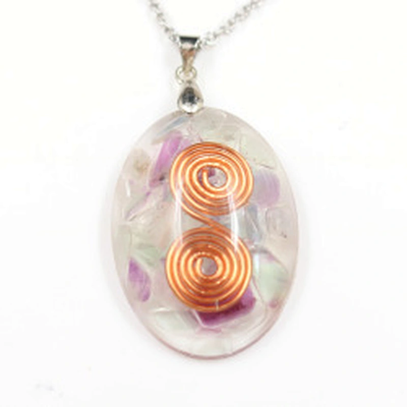 Wollet Natural Crystal Organ Double Spiral Chakra Power Stone Pendant