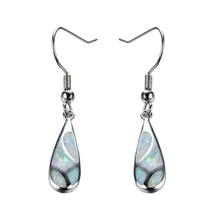 925 Sterling Silver White Opal Drop Earrings Delicate Silver Earrings
