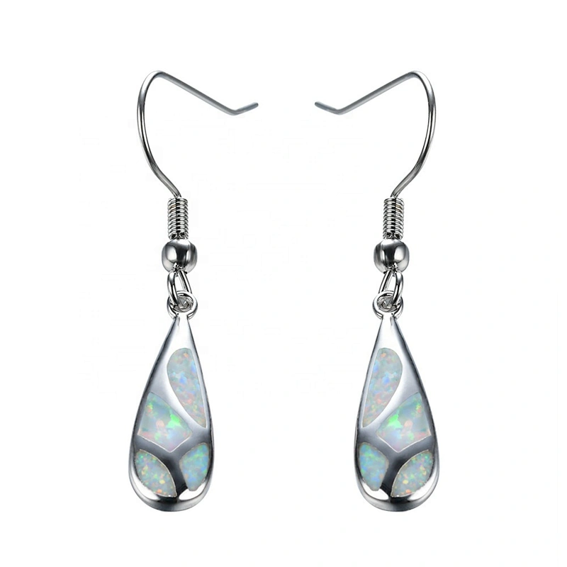925 Sterling Silver White Opal Drop Earrings Delicate Silver Earrings