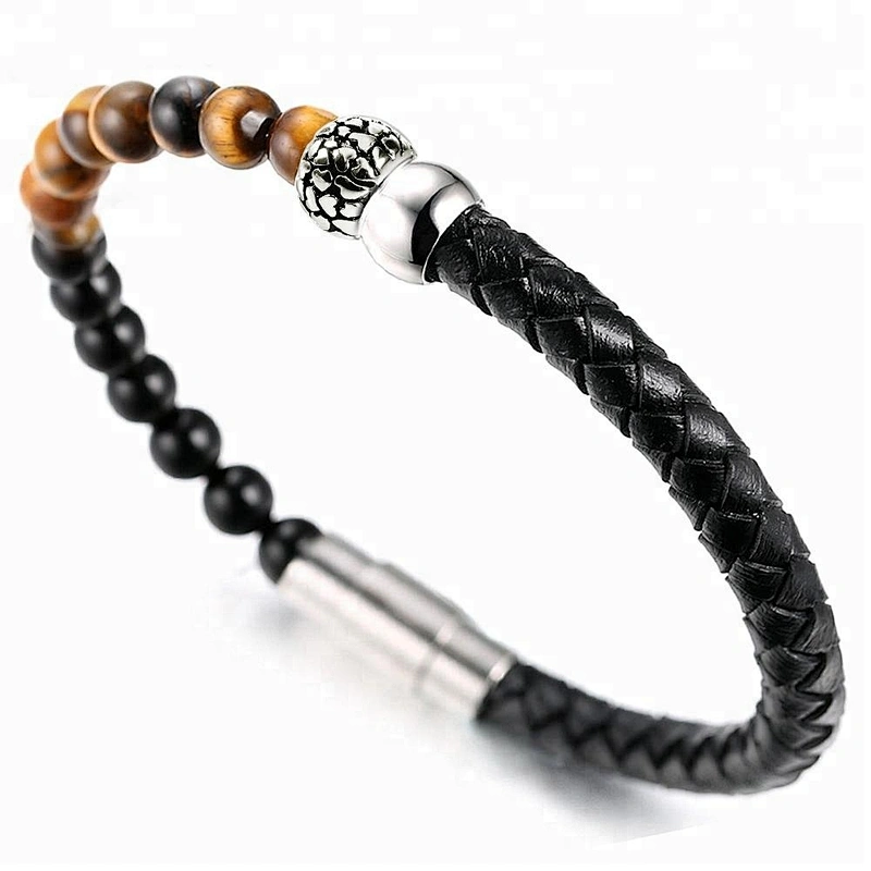 Wollet New Fashion Energy Beaded Real Leather Bracelet