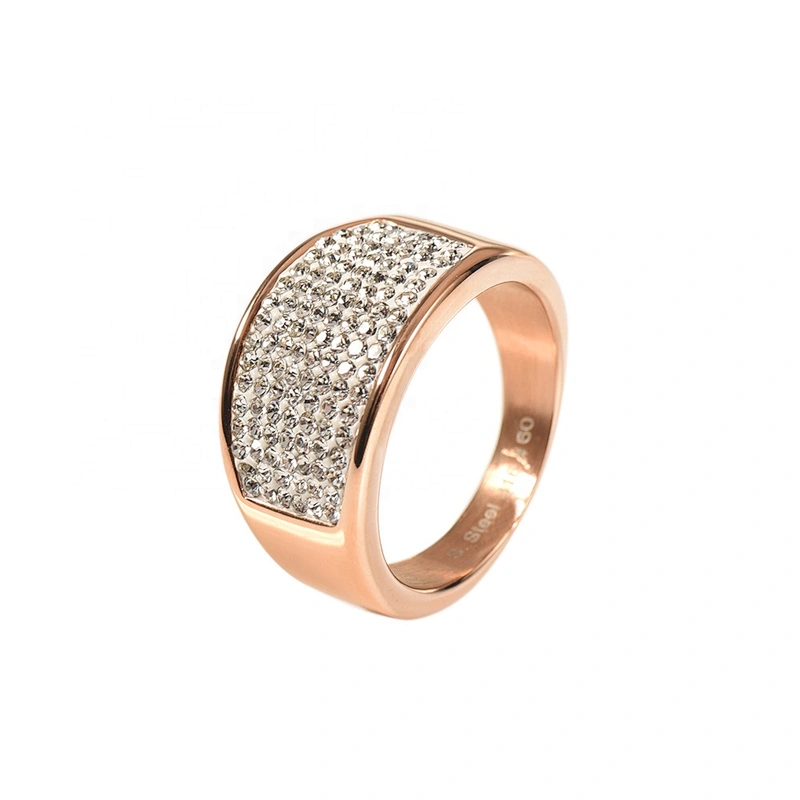 Wollet Wholesale Custom Zircon Wedding Rings Jewelry 316l Gold Plated Stainless Steel Ring For Women