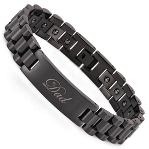 Wollet mens bio healing energy magnetic bracelet stainless steel jewelry