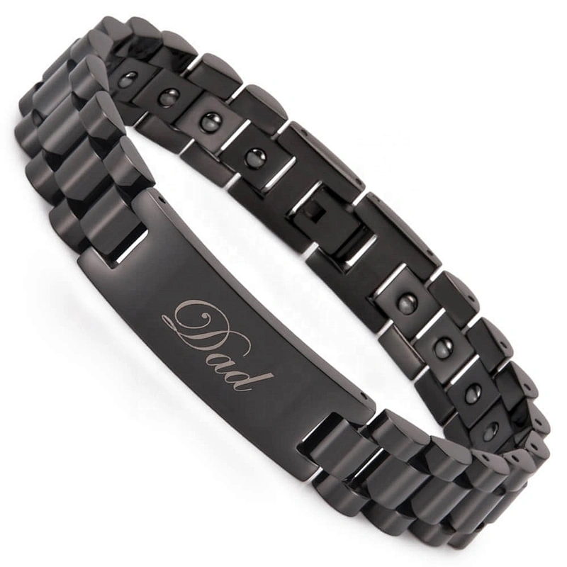 Wollet mens bio healing energy magnetic bracelet stainless steel jewelry
