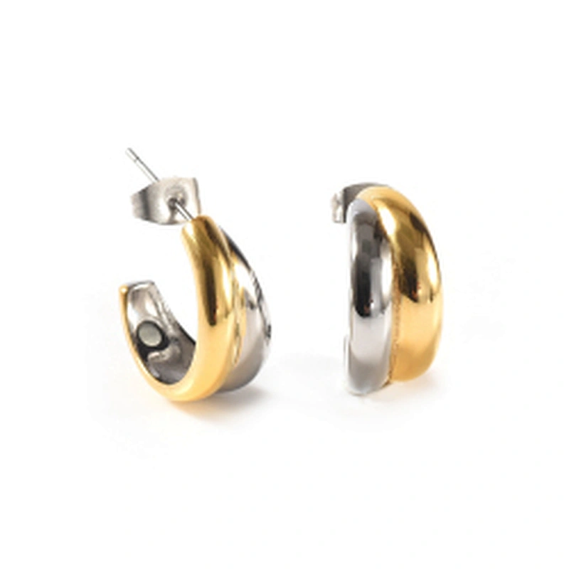rose gold plated newest design magnetic health care hot sales stainless steel earrings