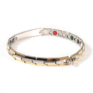 Wollet Fashion Jewelry Wholesale Gold Plated Tungsten Magnetic Health Bracelet With CZ Stone