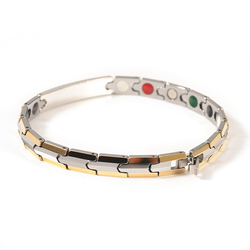 Wollet Fashion Jewelry Wholesale Gold Plated Tungsten Magnetic Health Bracelet With CZ Stone
