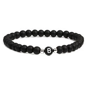Wollet fashion black small natural lava rock stone bead bracelet