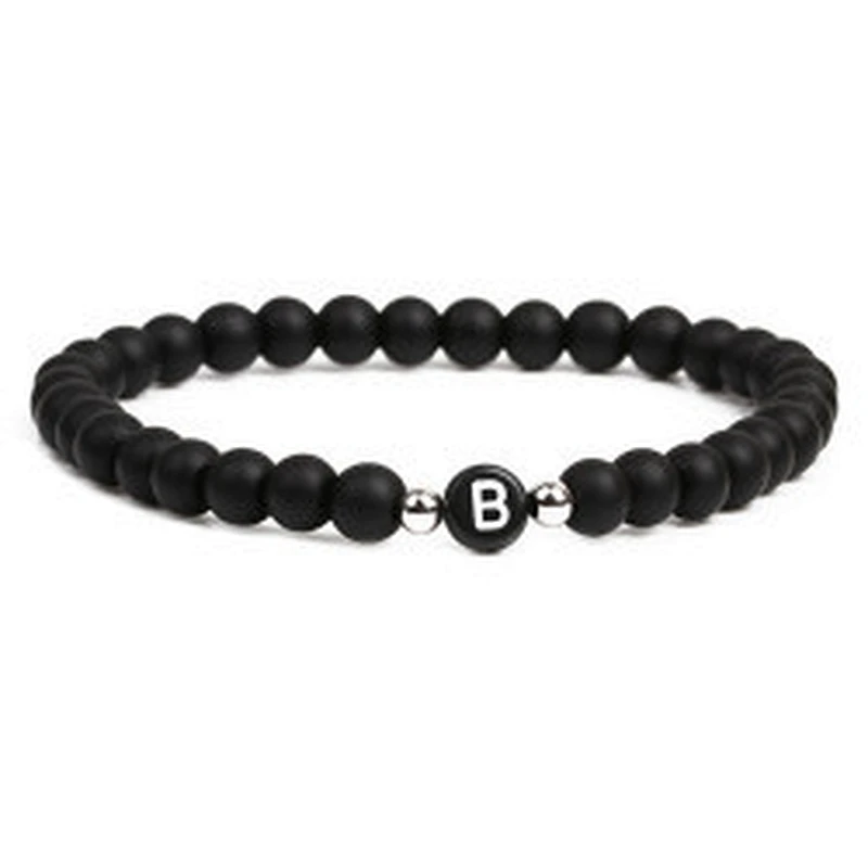 Wollet fashion black small natural lava rock stone bead bracelet