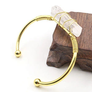 Wollet Natural White Crystal Hexagonal Column DIY Winding Opening Adjustable Bracelet