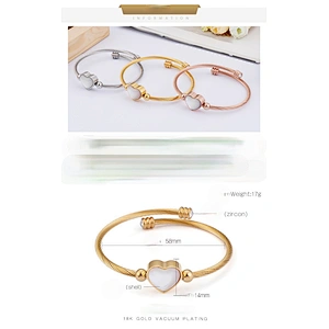Wollet Fashion Women'S Bangle Heart-Shaped Shell Stainless Steel Wire Braided Bracelet